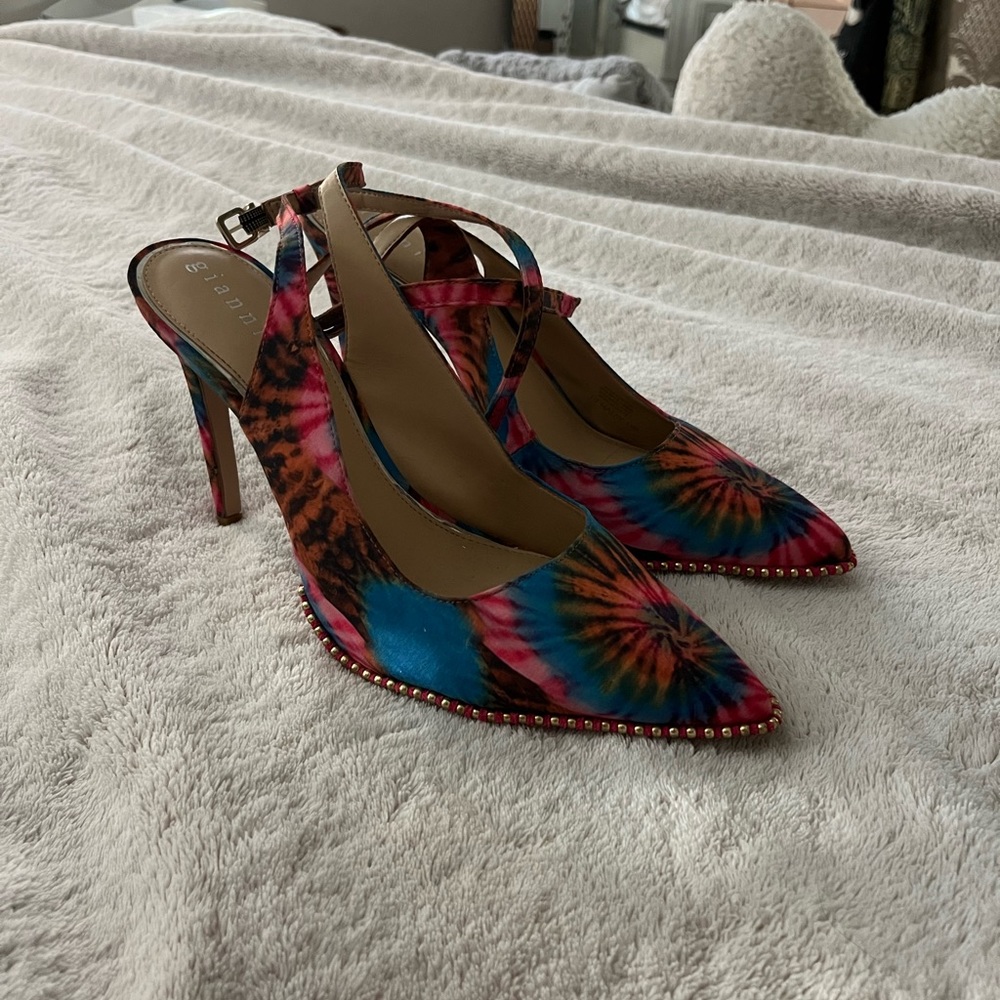 GIANNI BINI tye dye studded detail pumps